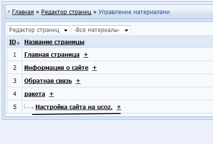 Настройка сайта на ucoz.